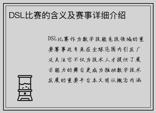 DSL比赛的含义及赛事详细介绍